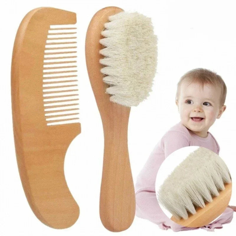 Newborn Baby Wool Wood Brush & Comb