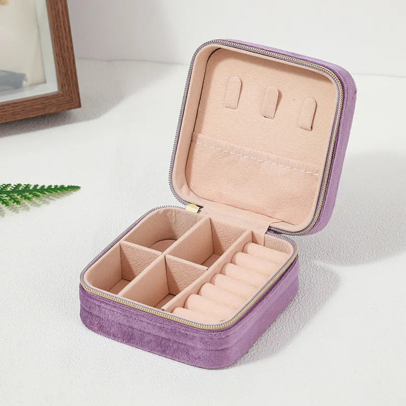 Velvet Jewelry Box Organizer Holder Travel Portable
