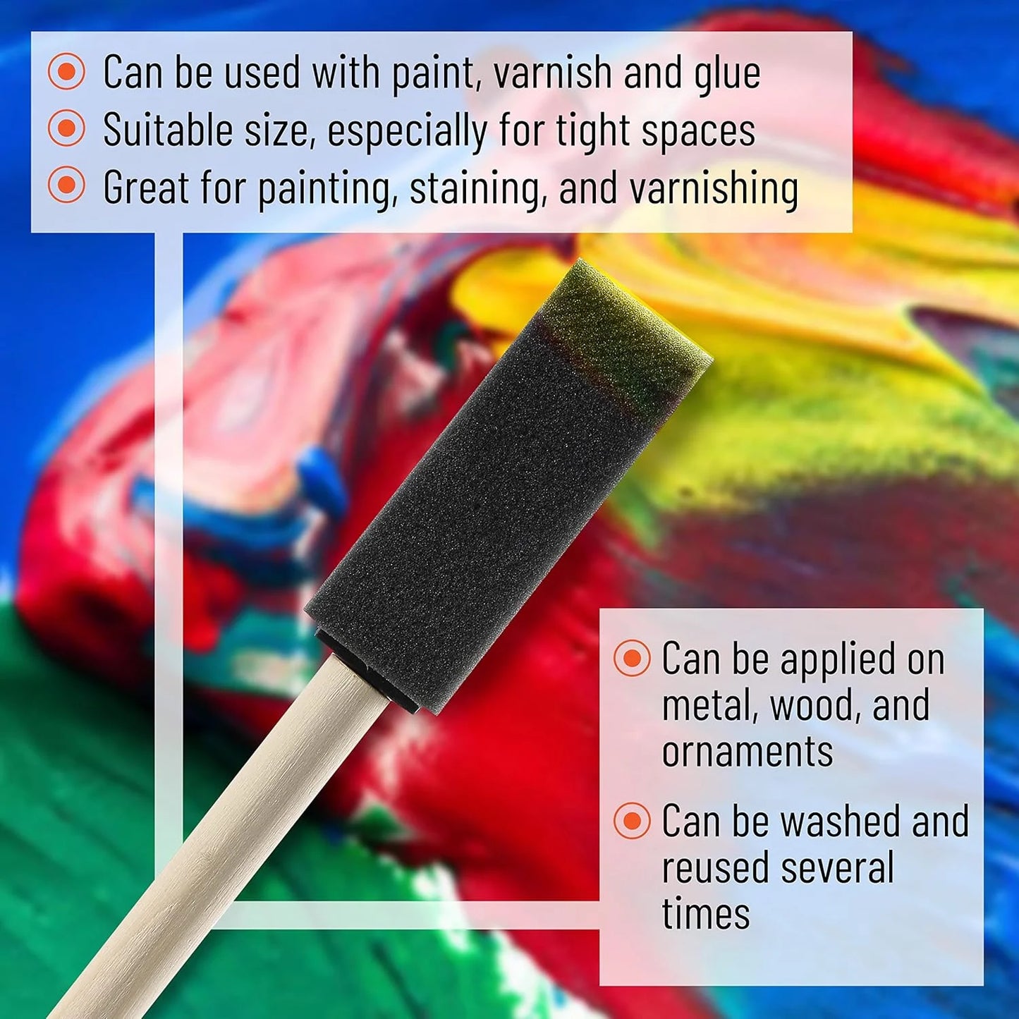 10Pcs Sponge Brush with Wooden Handle