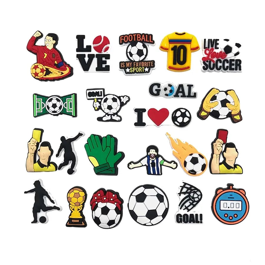 Football Series Shoe Charms for Clogs Bubble Slides Sandals - 18pcs / 22pcs