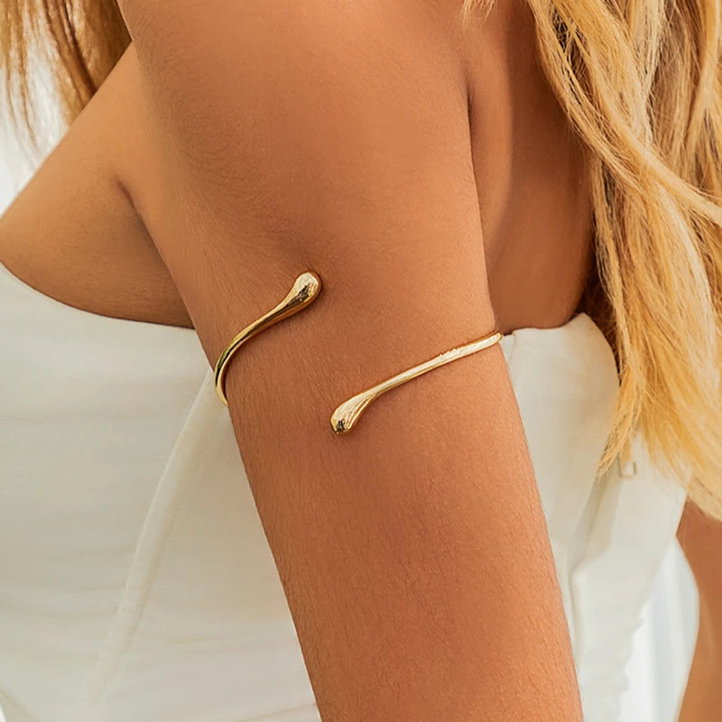 Vintage Water Drop Open Cuff Bangles Goth Geometric Arm Bracelet