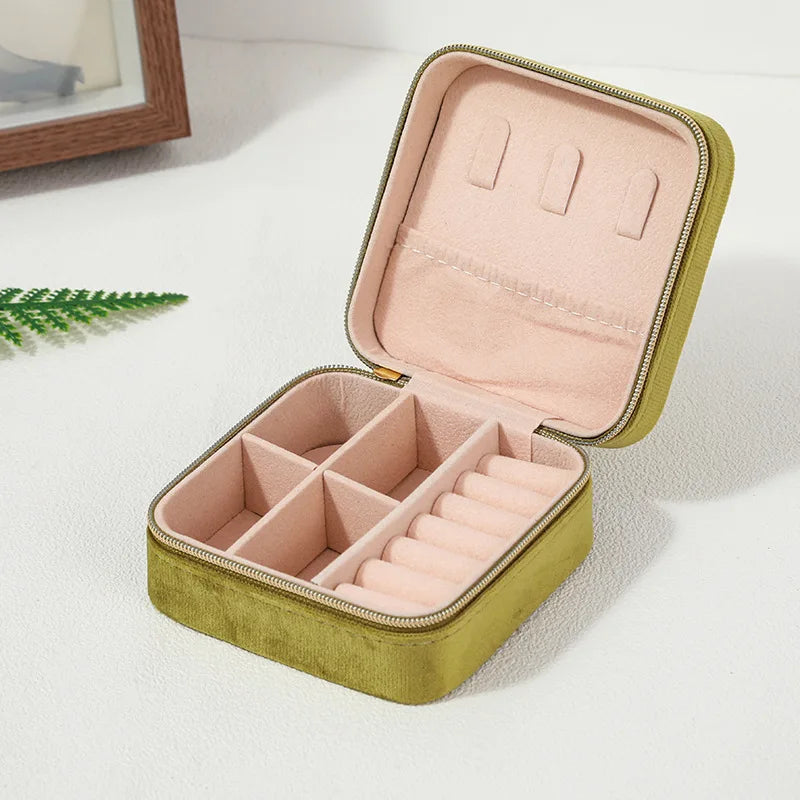 Velvet Jewelry Box Organizer Holder Travel Portable
