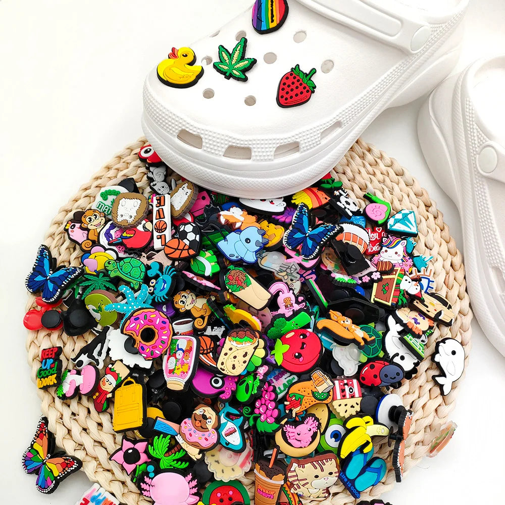 Cartoon Shoe Charms for Clogs Bubble Slides Sandals - 6/30/60/100/200 Pcs
