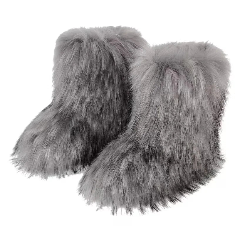 Y2K Fluffy Mid-calf Fashion Snow Boots