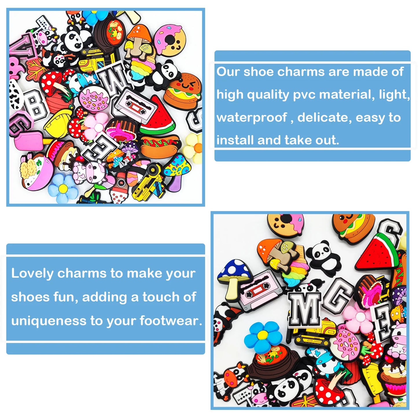 Random Style Shoe Charms for Sandals, 10-100Pcs per Pack