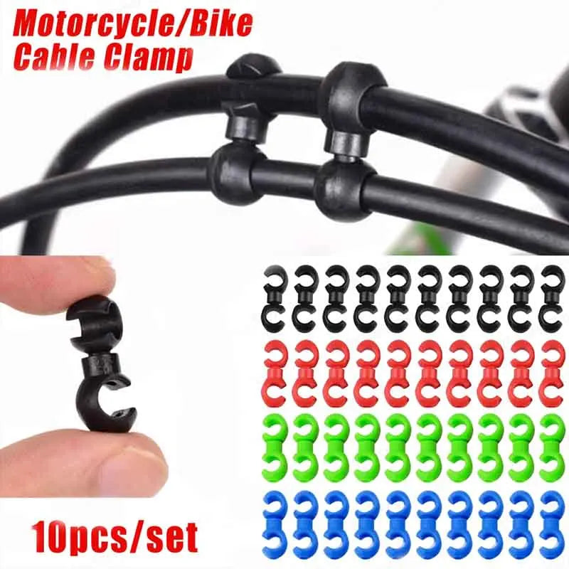 10pcs/set Bicycle Brake Gear Cable S Style Clips - 10pcs/set