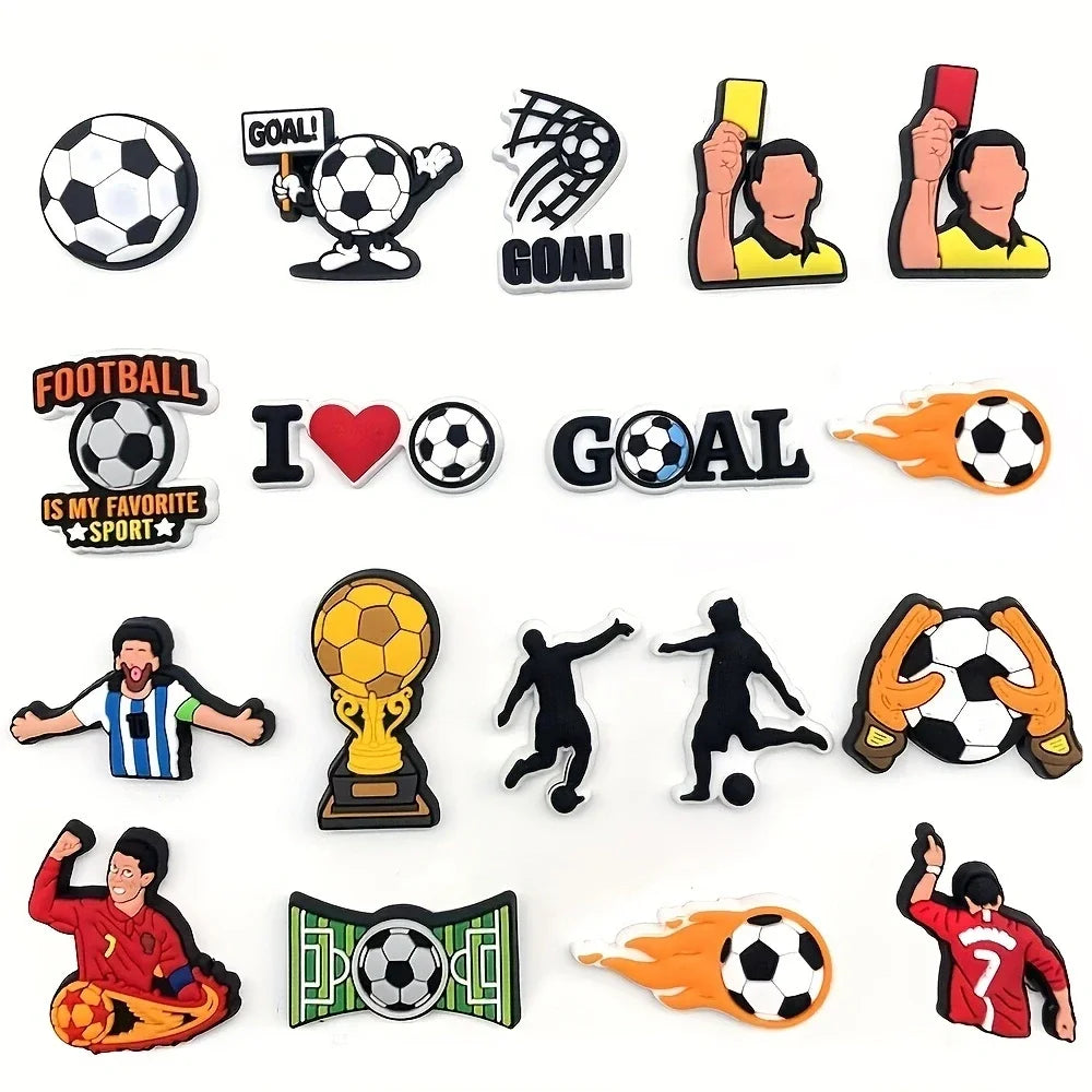 Football Series Shoe Charms for Clogs Bubble Slides Sandals - 18pcs / 22pcs