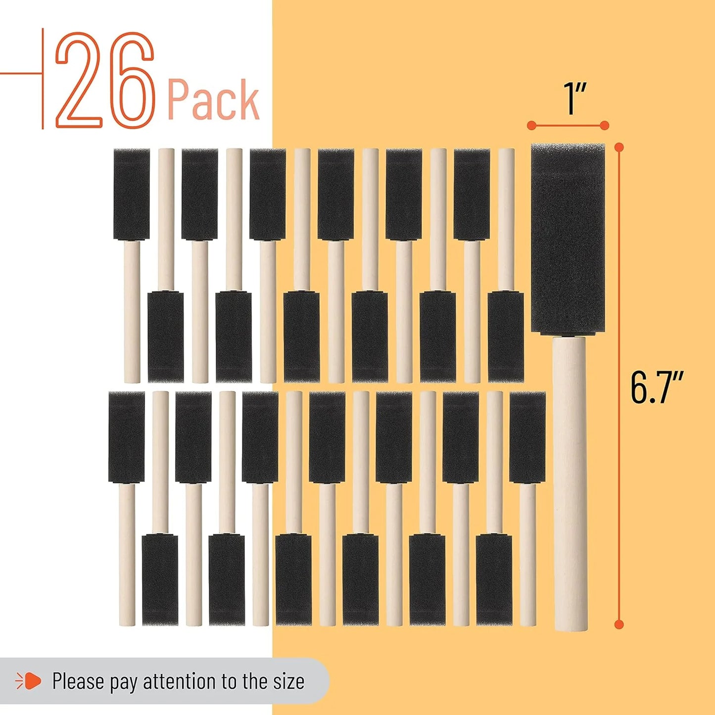 10Pcs Sponge Brush with Wooden Handle