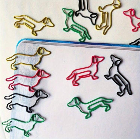 Colorful Dachshund-Shaped Paper Clips, Dog Paper Clips (50pcs/pack)