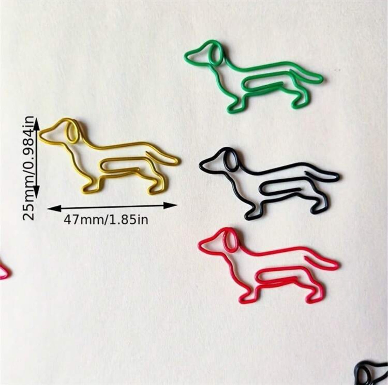 Colorful Dachshund-Shaped Paper Clips, Dog Paper Clips (50pcs/pack)
