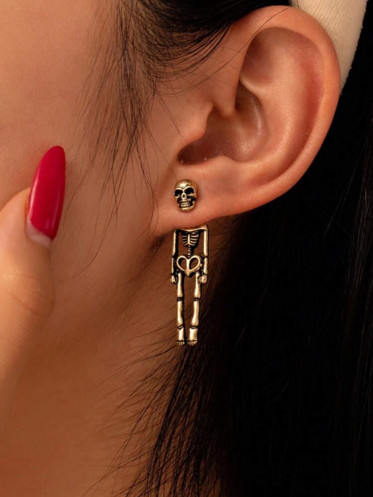 Skull Stud Earrings, Suitable For Halloween (Bronze)