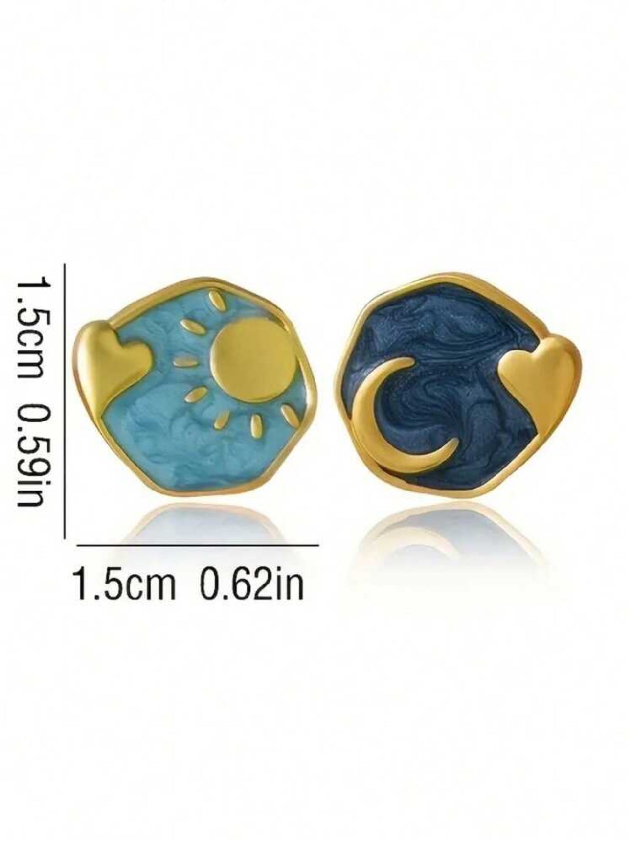 Vintage Drip Oil Blue Star Moon Sun Bohemian Personality Earrings