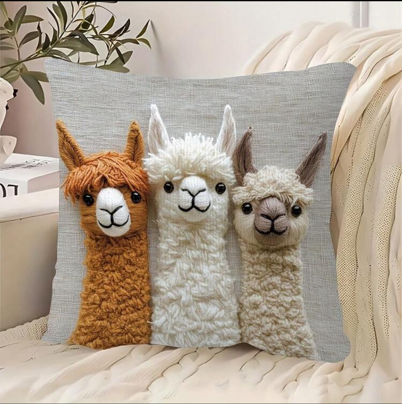Alpaca Pattern Pillow Cover, 2D Printed - 2 pcs/pack