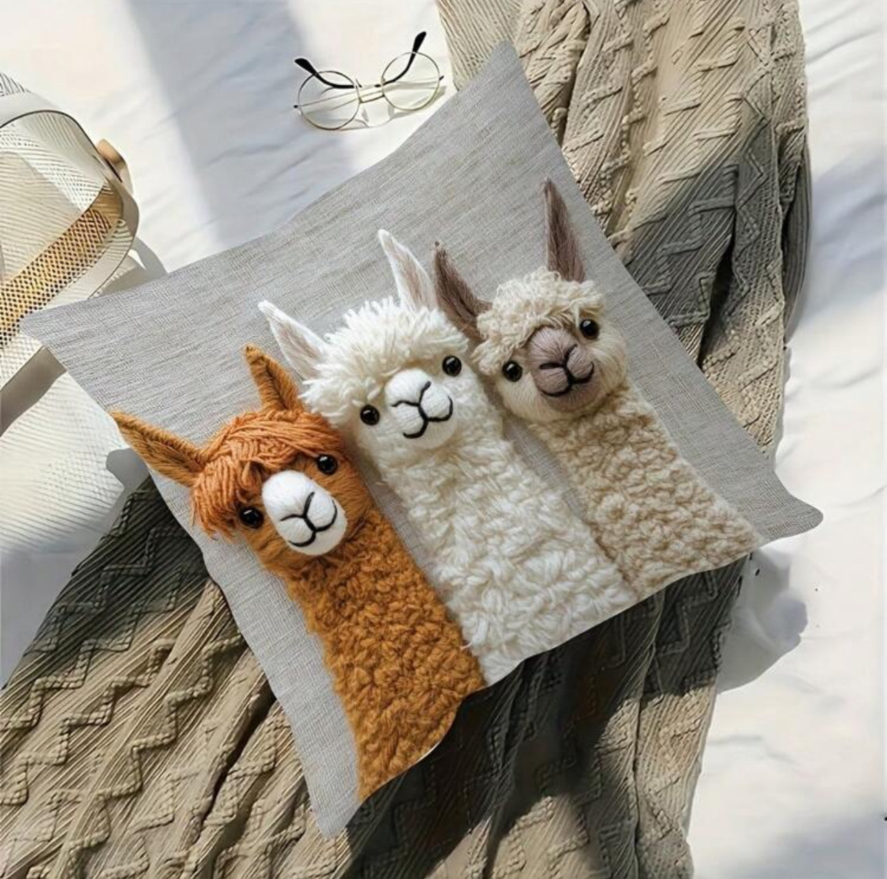 Alpaca Pattern Pillow Cover, 2D Printed - 2 pcs/pack