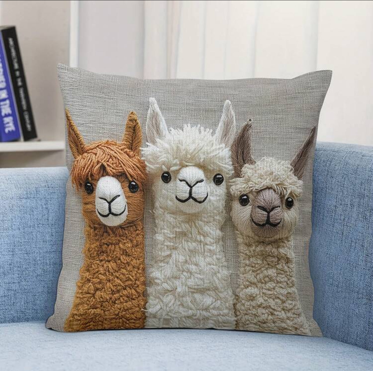 Alpaca Pattern Pillow Cover, 2D Printed - 2 pcs/pack