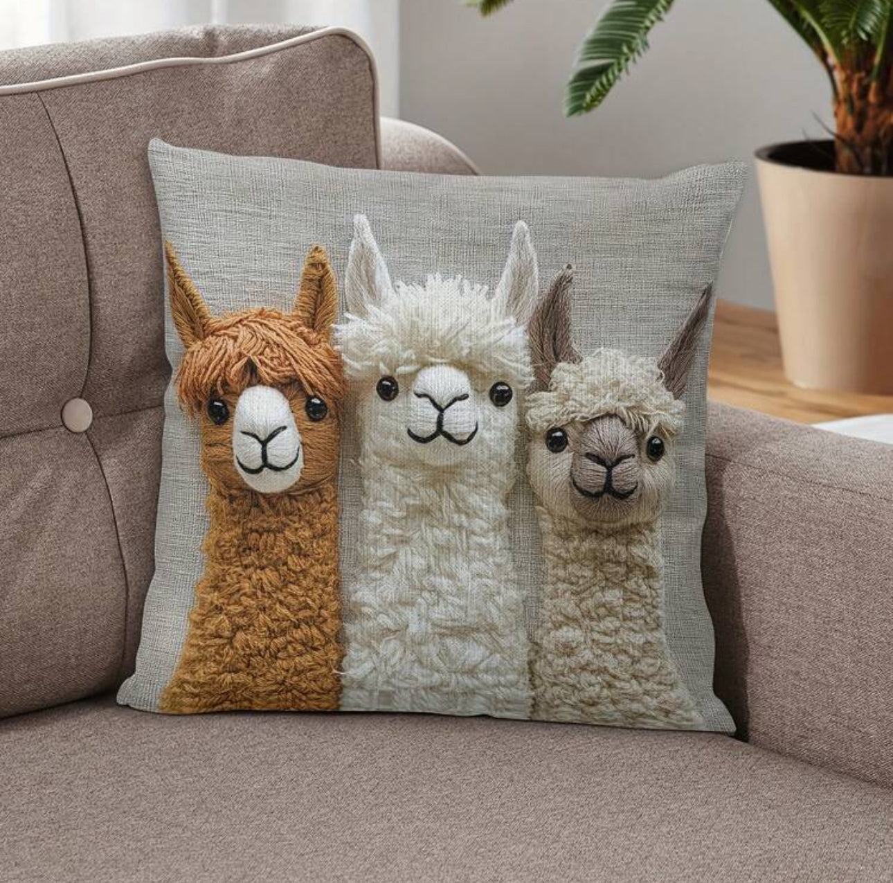 Alpaca Pattern Pillow Cover, 2D Printed - 2 pcs/pack