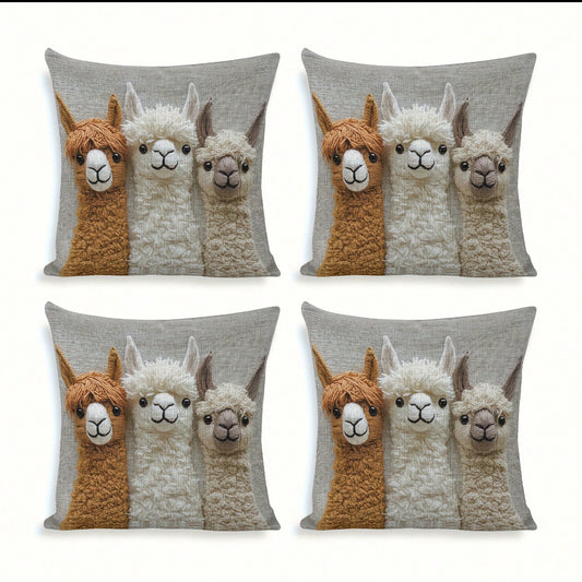 Alpaca Pattern Pillow Cover, 2D Printed - 2 pcs/pack