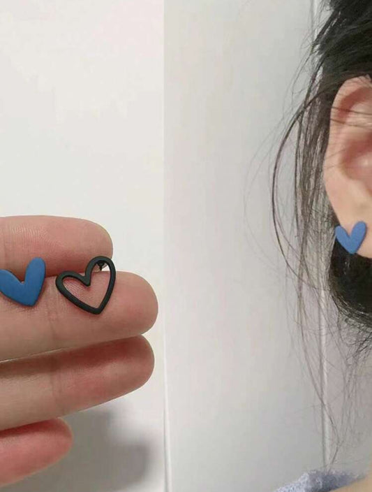 Heart Decor Mismatched Stud Earrings