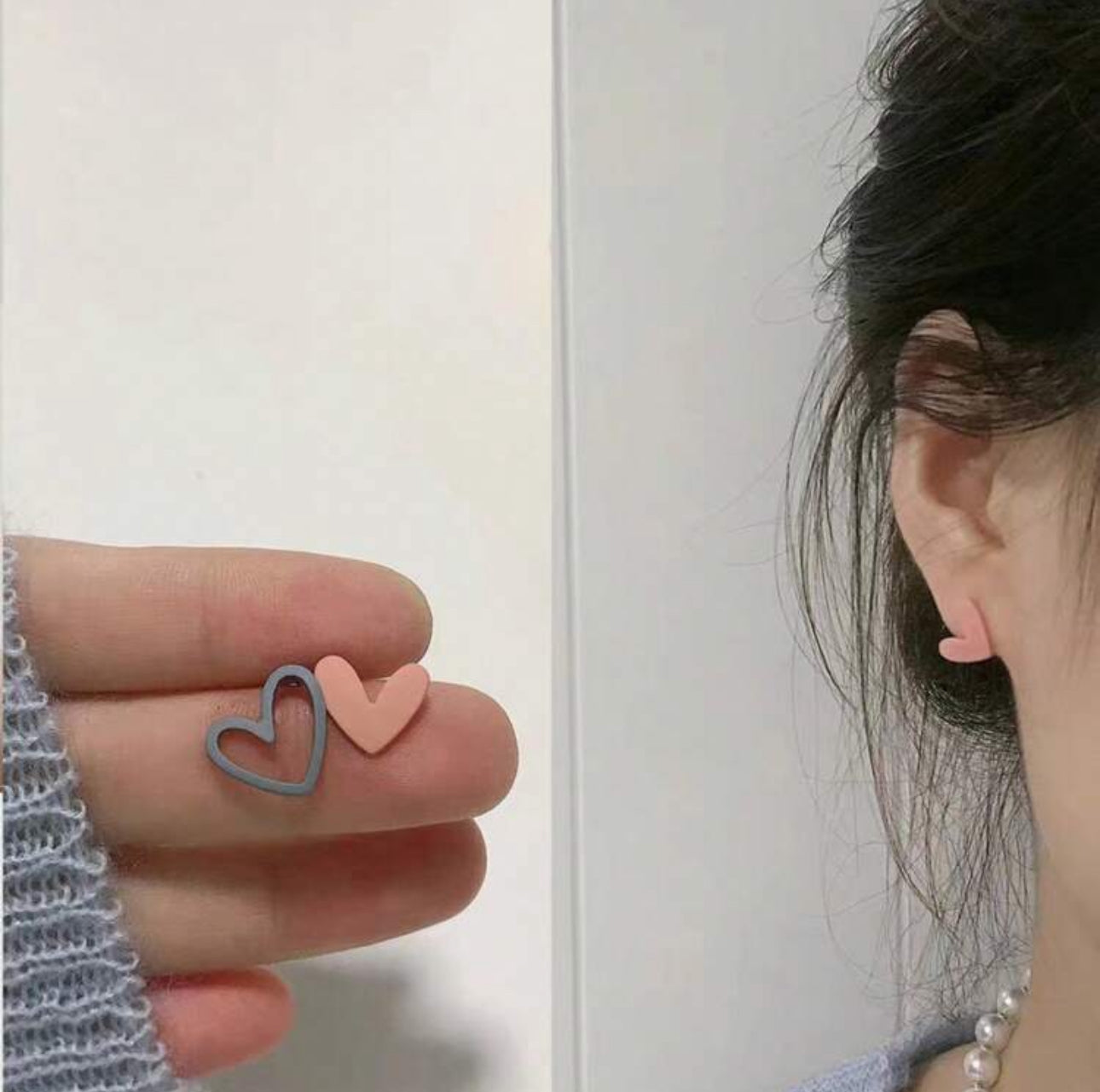 Heart Decor Mismatched Stud Earrings
