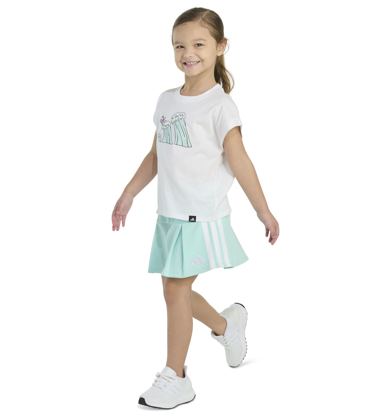Adidas Toddler and Little Girls 2-Piece Graphic Sleeveless Box T-Shirt and French Terry Skort Set