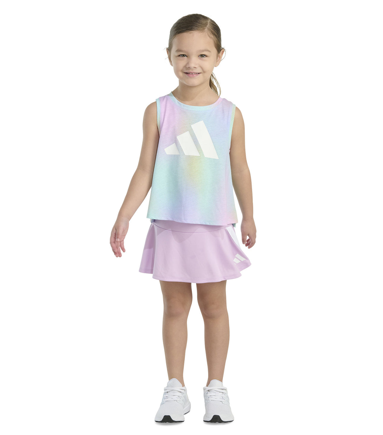 Adidas Toddler and Little Girls 2-Piece Printed Tank and 3-Stripe Skort Set