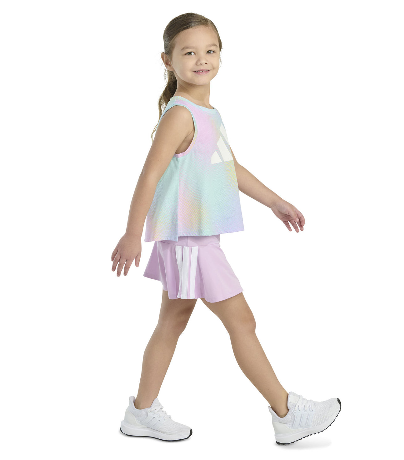 Adidas Toddler and Little Girls 2-Piece Printed Tank and 3-Stripe Skort Set