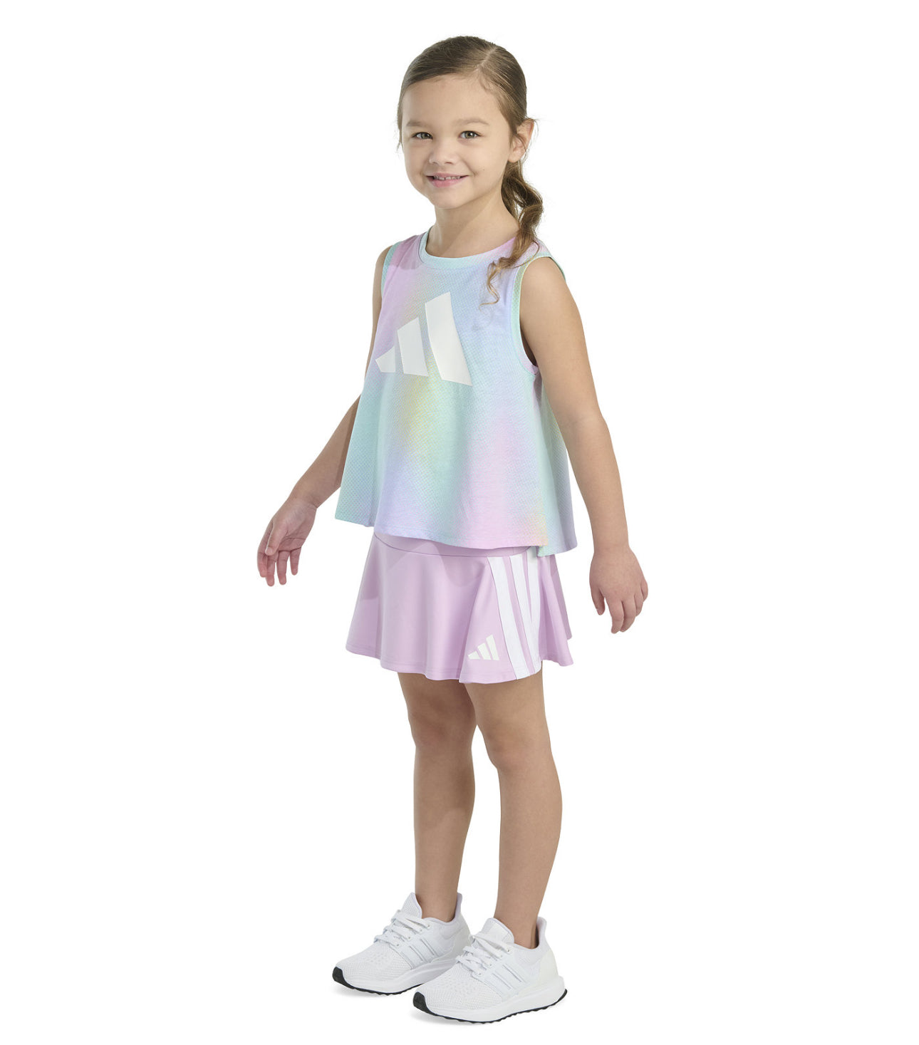 Adidas Toddler and Little Girls 2-Piece Printed Tank and 3-Stripe Skort Set