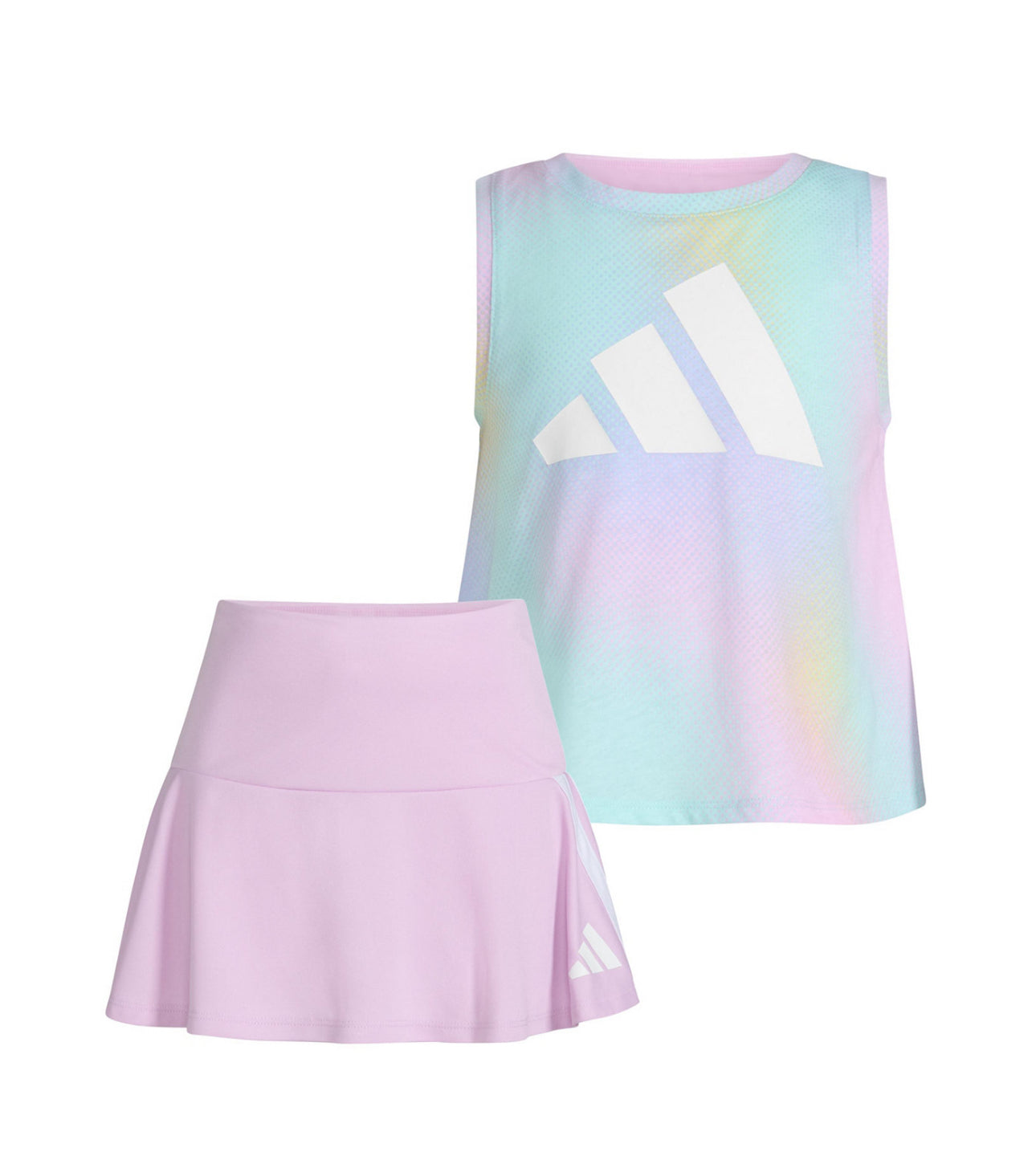 Adidas Toddler and Little Girls 2-Piece Printed Tank and 3-Stripe Skort Set