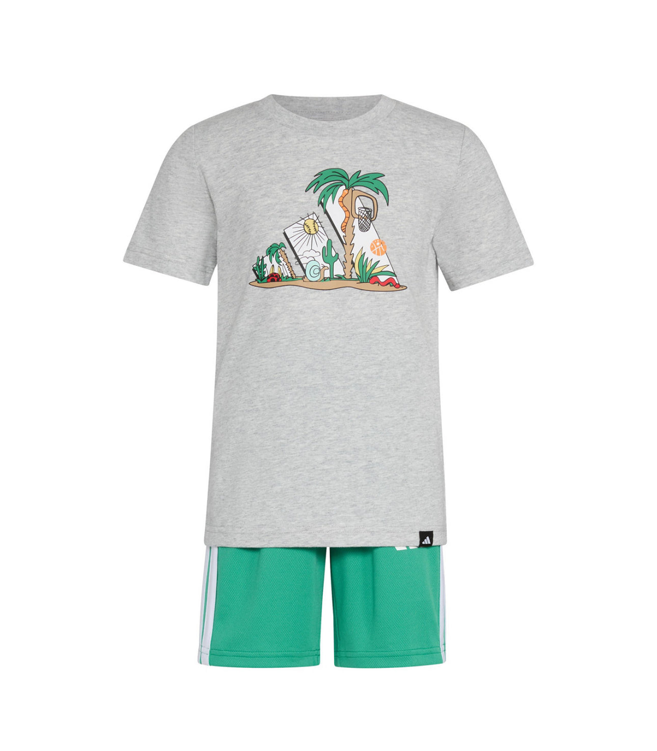 Adidas Toddler and Little Boys Graphic T-Shirt and Stripe Shorts, 2-Piece Set