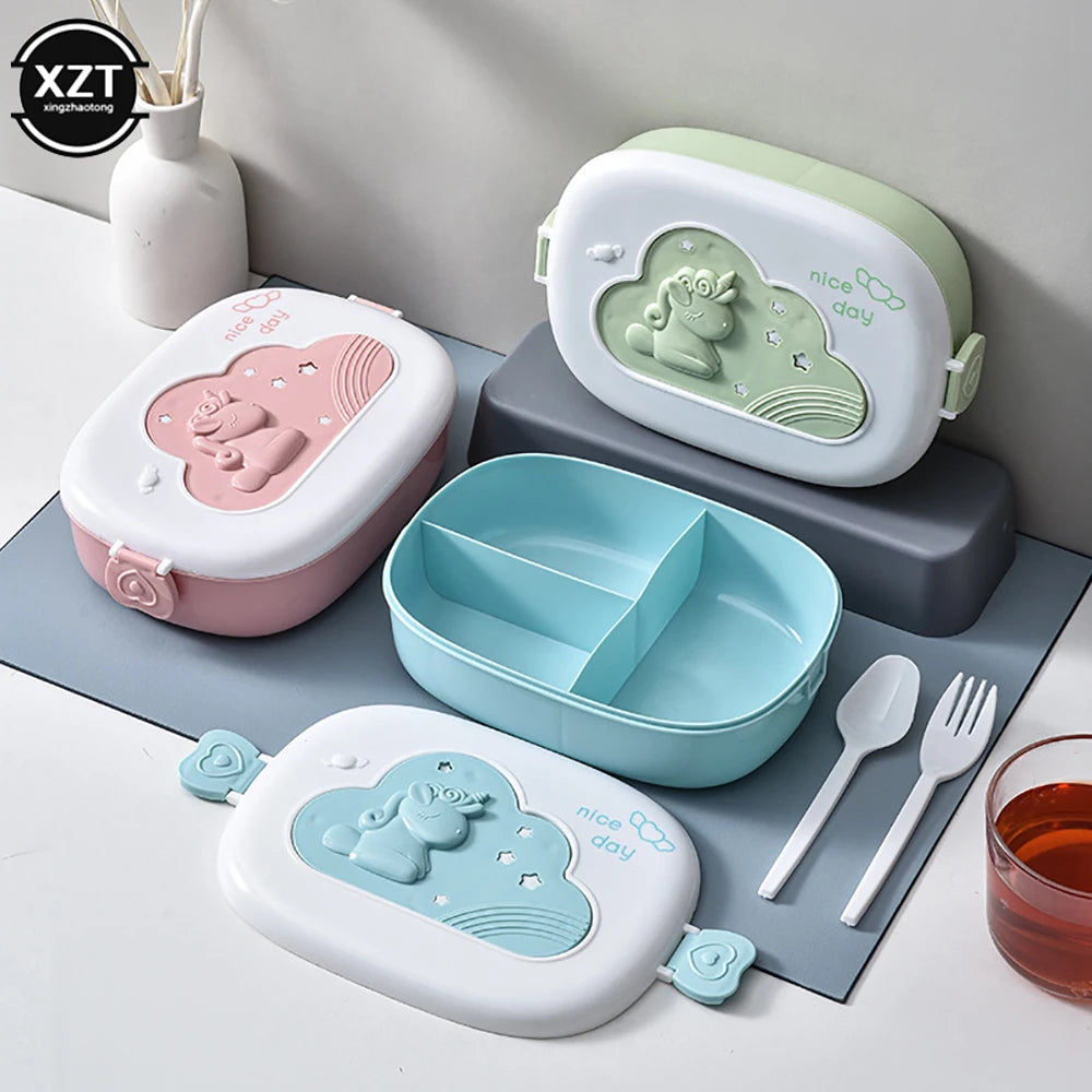 Portable Cute Lunch Box for Kids with Compartments Microwaveable