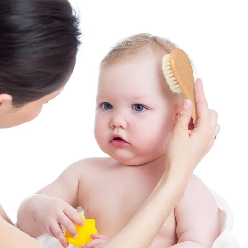 Newborn Baby Wool Wood Brush & Comb