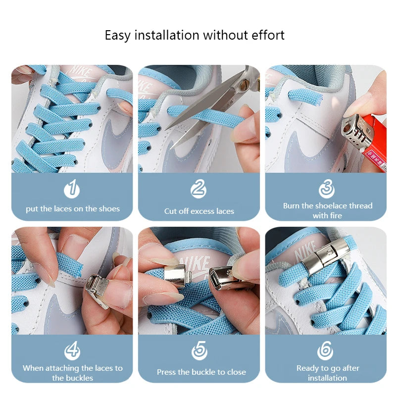 No Tie Elastic Shoe Laces - Metal Lock