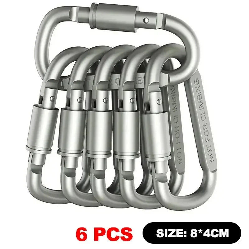 Carabiner Set For Key, Camping Survival, EDC Outdoor Keychain, Clip Alloy Aluminum Tactical