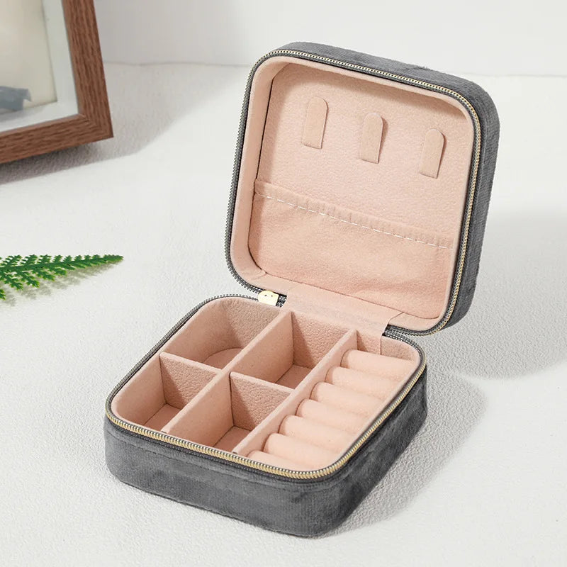 Velvet Jewelry Box Organizer Holder Travel Portable