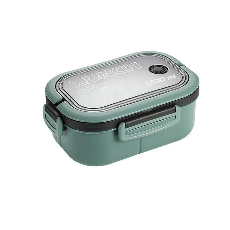 Lunch Box Double-Layer Compartment with Fork & Spoon