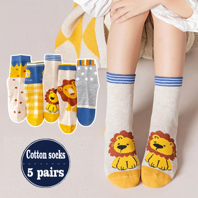Comfortable, Warm, High Quality Kid's Socks Medium Length - 5 Pairs