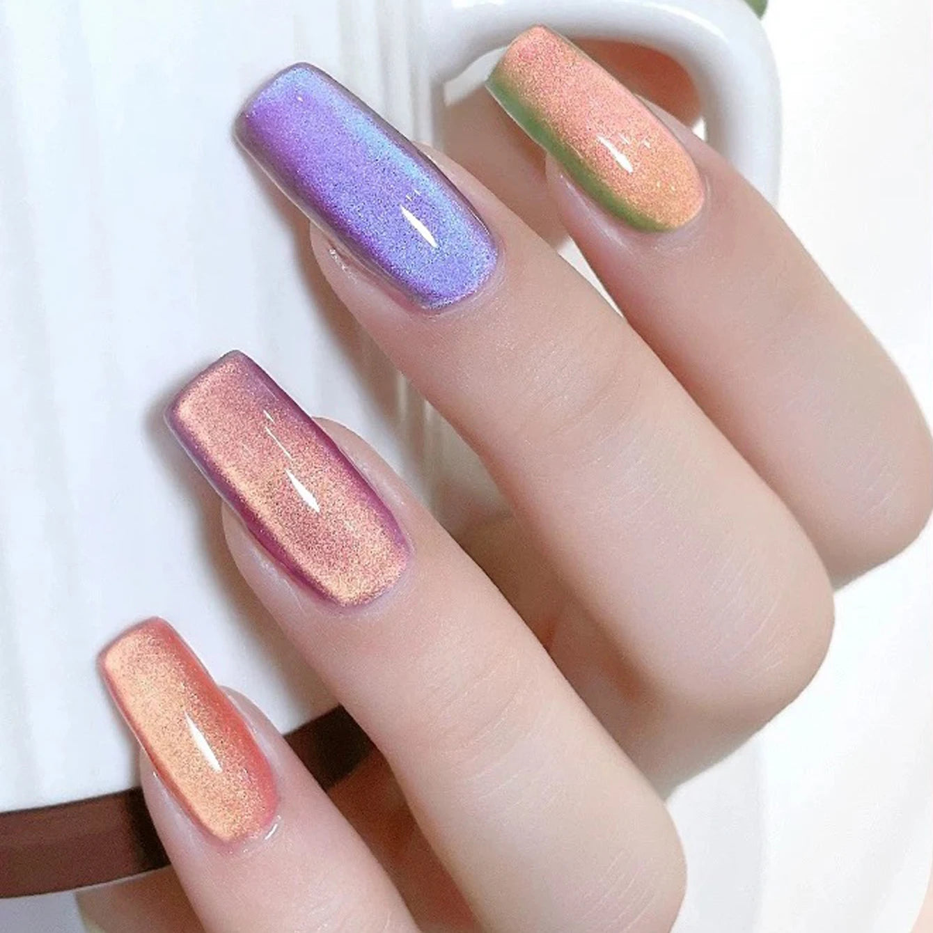 Cat Eye Gel Polish w/Glass Beads & Crystal, 5 DIY Nail Supplies Kit for Pro Nails Manicure
