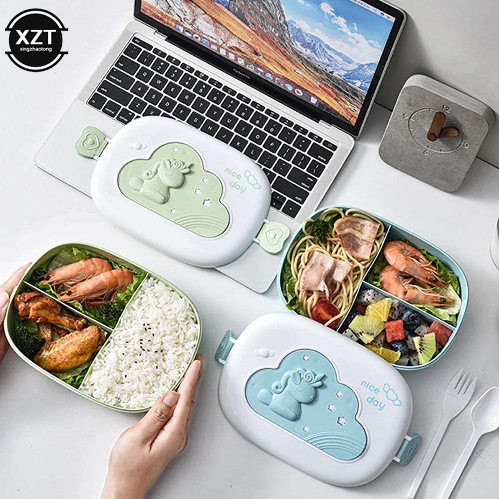 Portable Cute Lunch Box for Kids with Compartments Microwaveable
