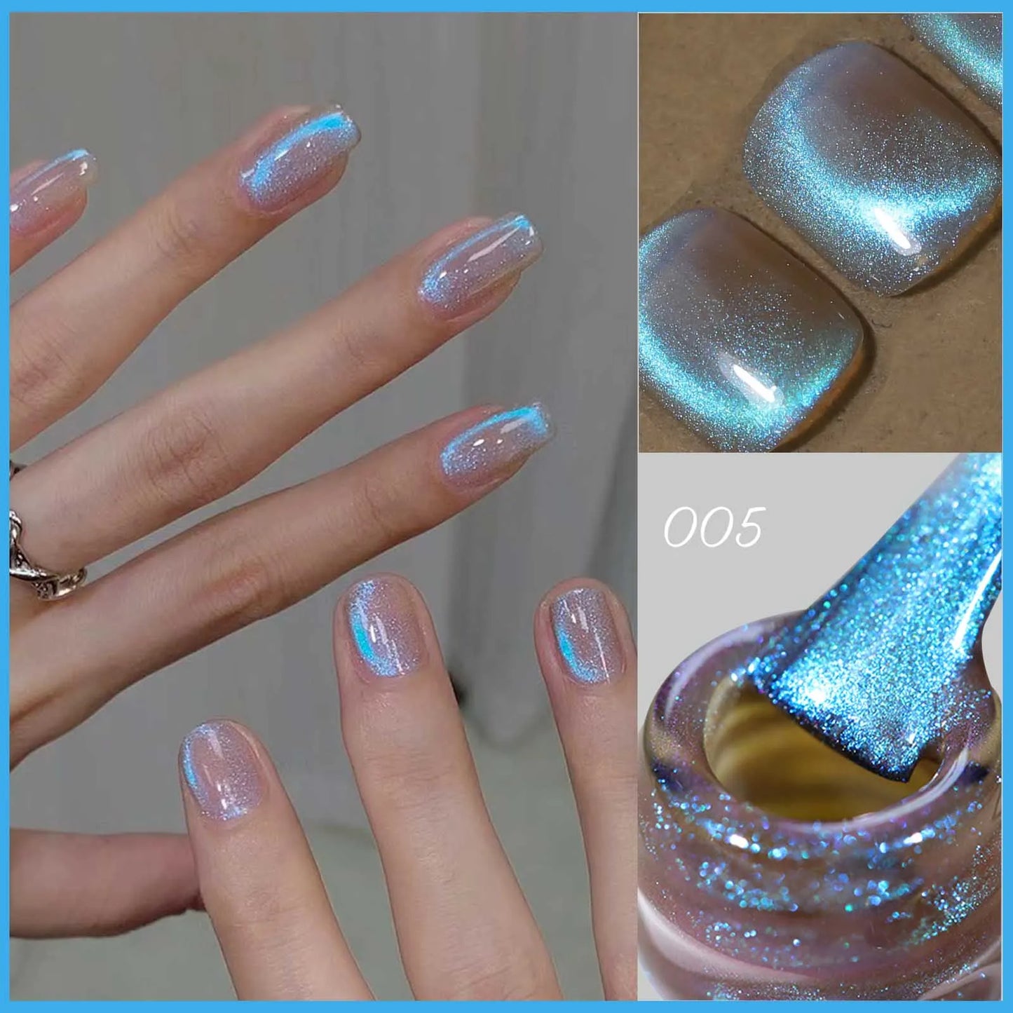 Aurora Blue Tears Cat Eye Magnetic Gel Nail Polish