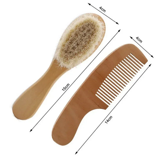 Newborn Baby Wool Wood Brush & Comb