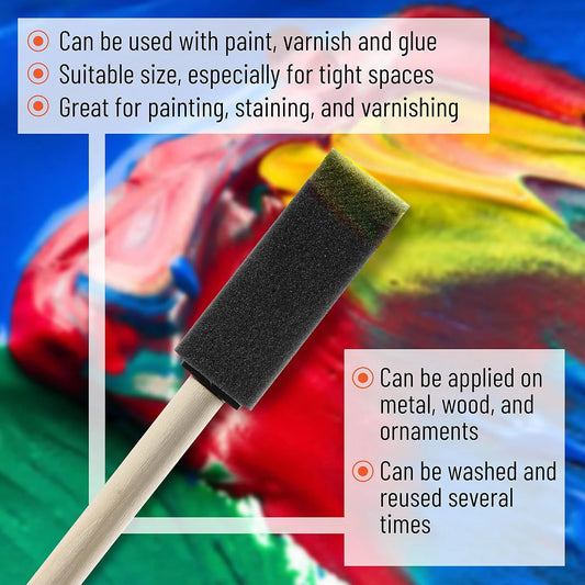 10Pcs Sponge Brush with Wooden Handle