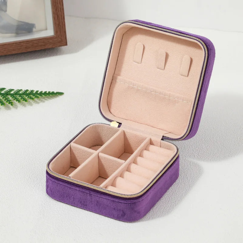Velvet Jewelry Box Organizer Holder Travel Portable