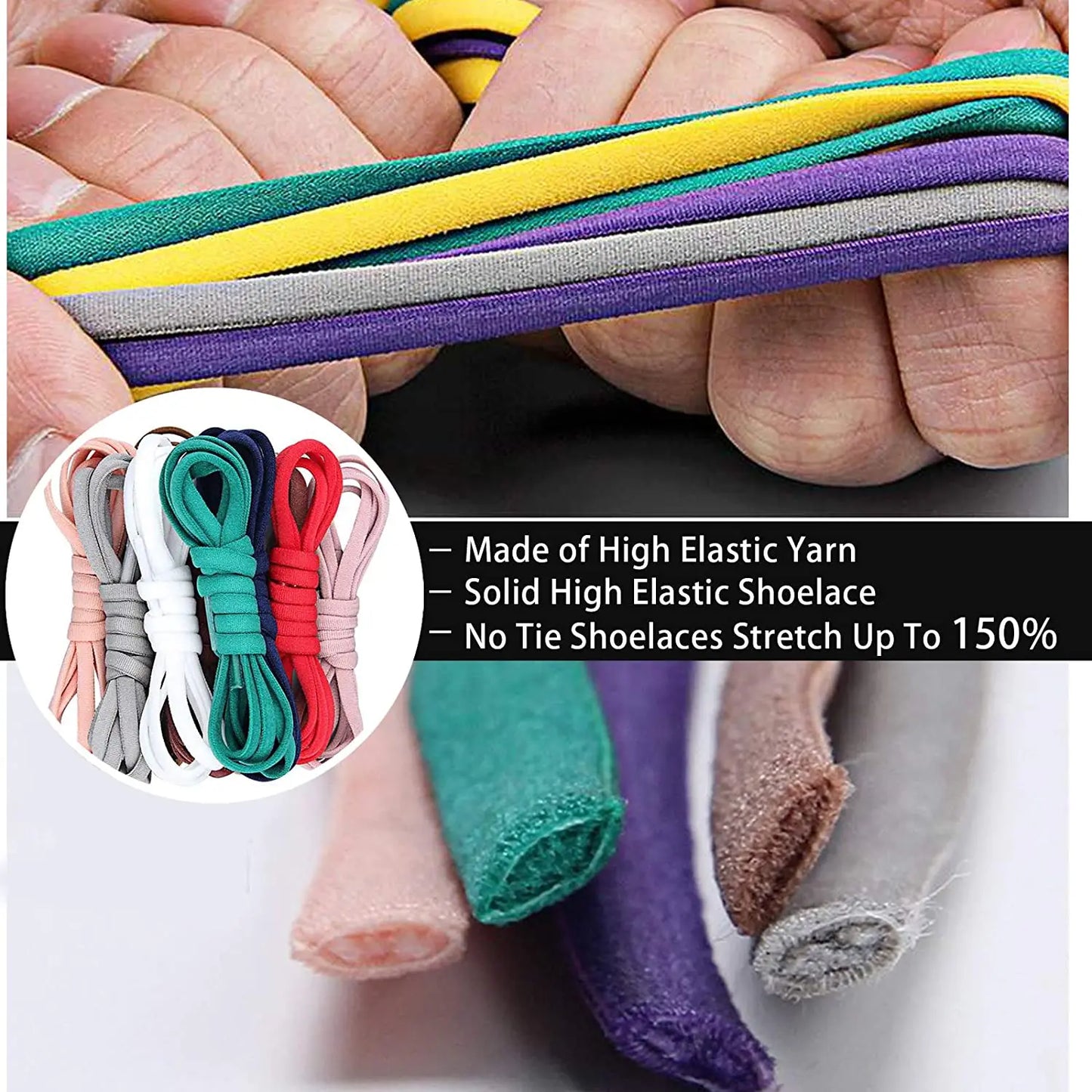 No Tie Elastic Shoe Laces - Semicircle