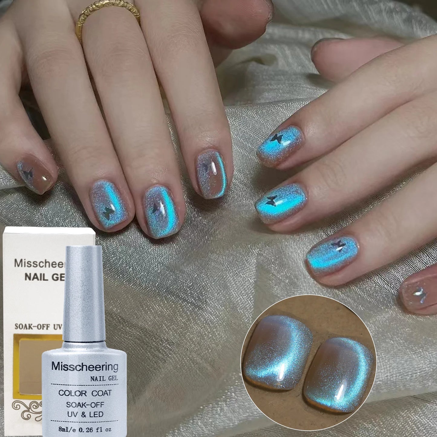 Aurora Blue Tears Cat Eye Magnetic Gel Nail Polish