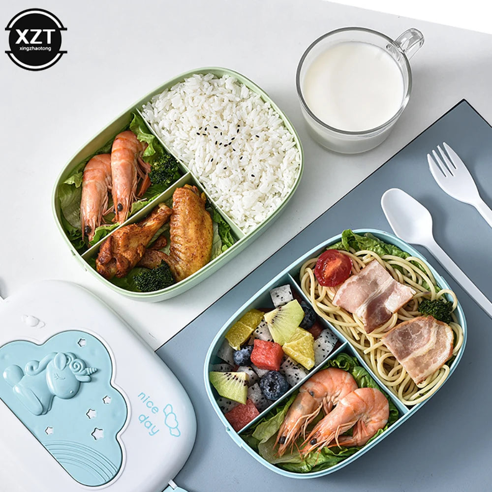 Portable Cute Lunch Box for Kids with Compartments Microwaveable