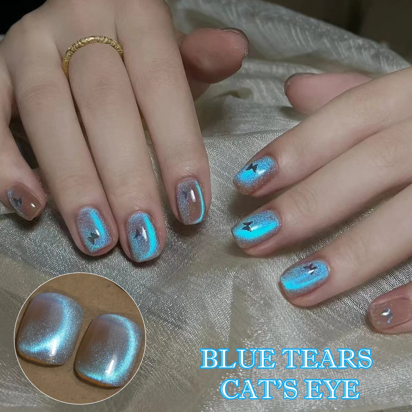 Aurora Blue Tears Cat Eye Magnetic Gel Nail Polish