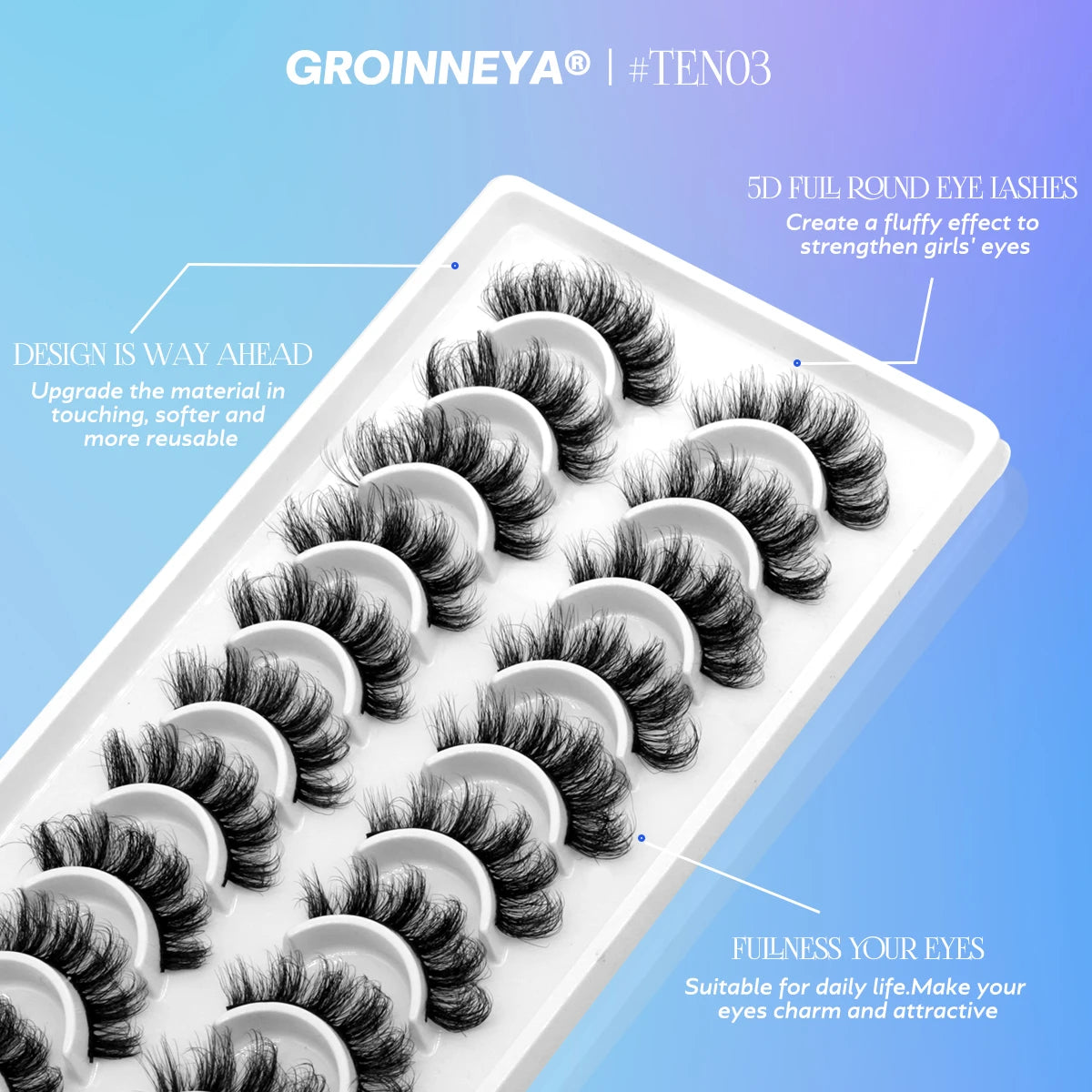 GROINNEYA 5/10 pairs 3D Lashes