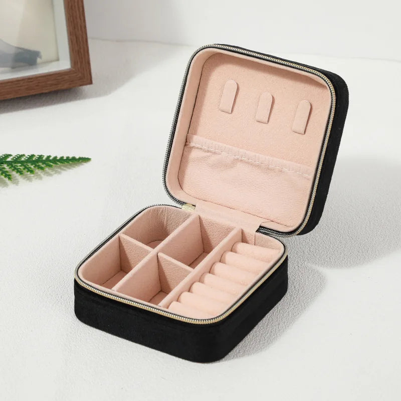 Velvet Jewelry Box Organizer Holder Travel Portable