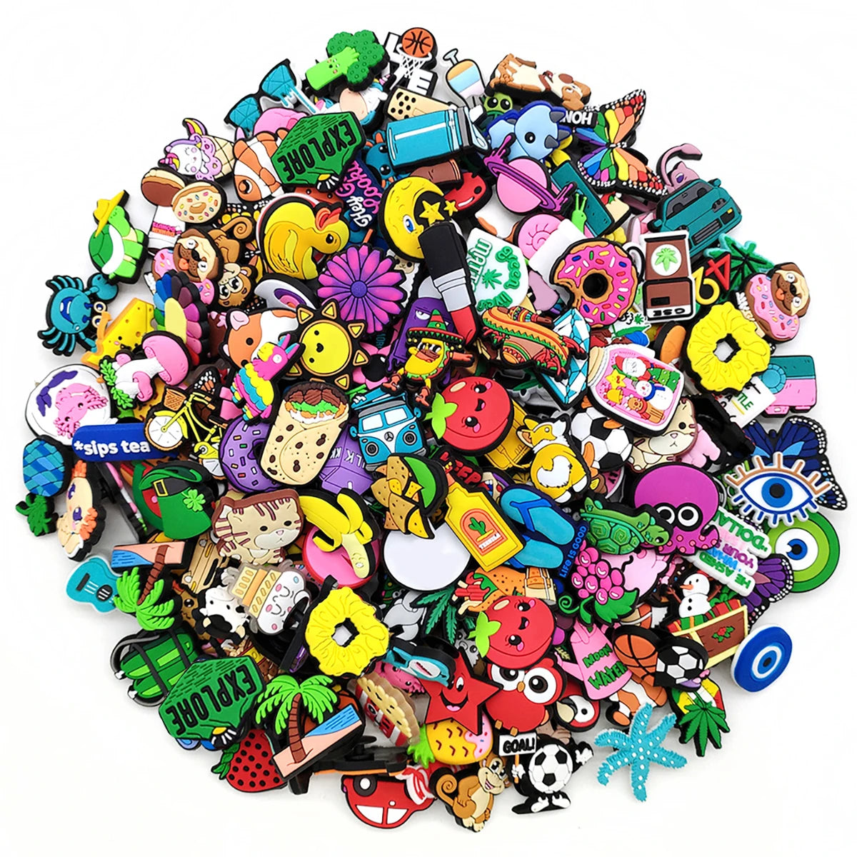 Cartoon Shoe Charms for Clogs Bubble Slides Sandals - 6/30/60/100/200 Pcs