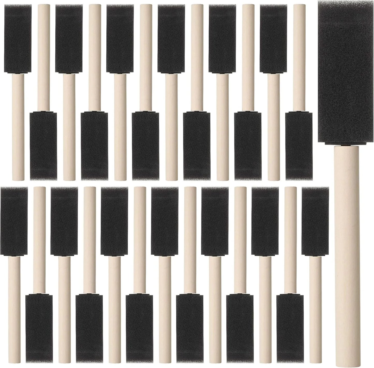 10Pcs Sponge Brush with Wooden Handle